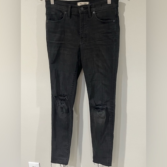 Women’s US 27 Madewell Washed Black 9” High-Rise Skinny Distressed Denim Jeans - Picture 2 of 16